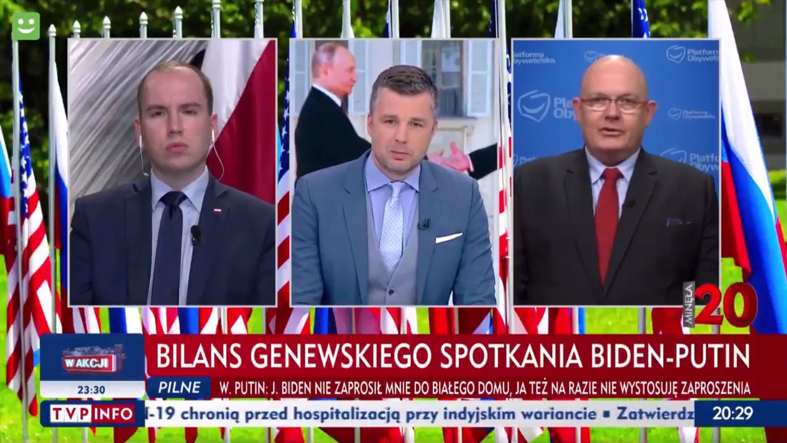 Poseł Gramatyka (po prawej) wykorzystał zaproszenie do TVP Info, żeby wbić szpilę "pewnym mediom"