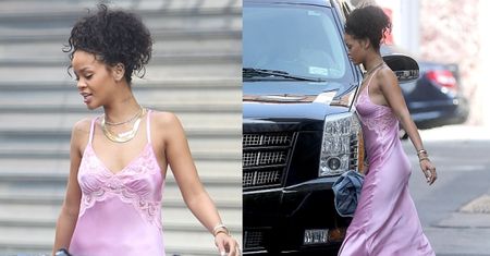 Rihanna w KOSZULI NOCNEJ i TRAMPKACH... (ZDJĘCIA)