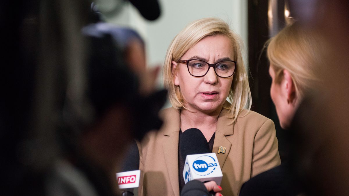 WARSAW, MASOVIAN VOIVODESHIP, POLAND - 2023/12/12: Upcoming Minister of Climate and Environment, Paulina Hennig-Kloska speaks to the press during the session of parliament (Sejm). Donald Tusk presented his government to the Polish parliament (Sejm) as he became the new prime minister. Poland's newly elected PM said in his inaugural speech to parliament that he will demand full mobilization of the West to help Ukraine and also that xenophobia and anti-LGBTQ rhetoric will end and the time to be happy in Poland has come. Also, Tusk assured that the position of Poland at the European stage would be rebuilt. (Photo by Attila Husejnow/SOPA Images/LightRocket via Getty Images)