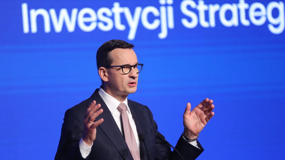 Maków Podhalański, 19.07.2023. Premier Mateusz Morawiecki podczas Konferencji Samorządowej w Makowskim Centrum Kultury w Makowie Podahalańskim, 19 bm. (mr) PAP/Grzegorz Momot
