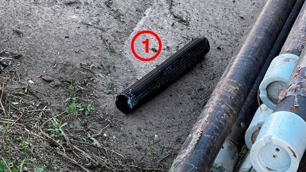 Bomblet odłamkowy znaleziony przy wraku Shaheda w Charkowie.