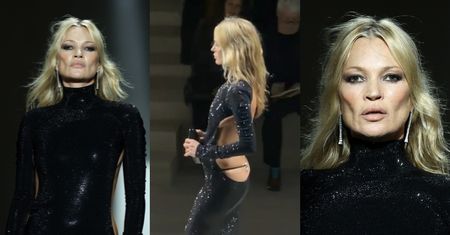 52-letnia Kate Moss ŚWIECI STRINGAMI na pokazie Gucci. Petarda? (ZDJĘCIA)