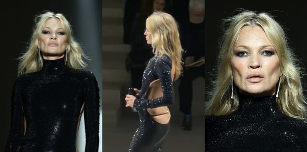52-letnia Kate Moss ŚWIECI STRINGAMI na pokazie Gucci. Petarda? (ZDJĘCIA)