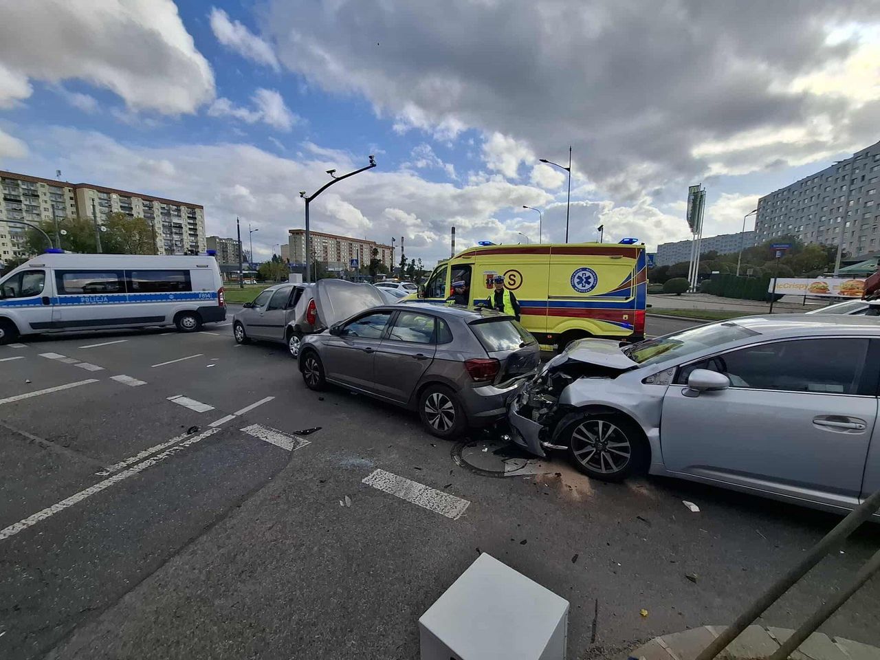 Łódź: Wypadek na rondzie Inwalidów w Łodzi