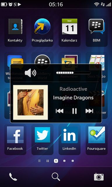 Odtwarzacz muzyki w BlackBerry Z10