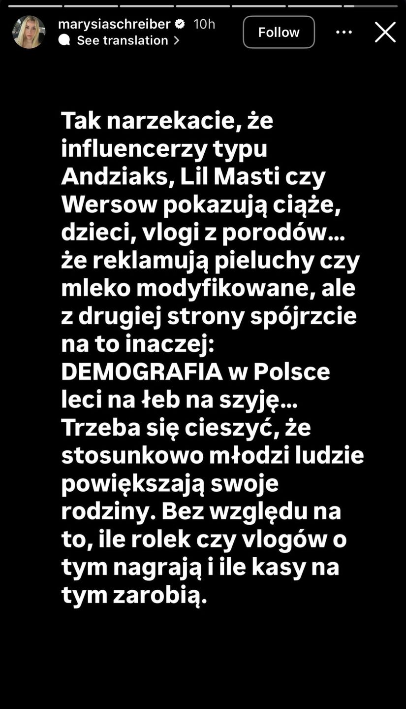 Marianna Schreiber chwali Andziaks