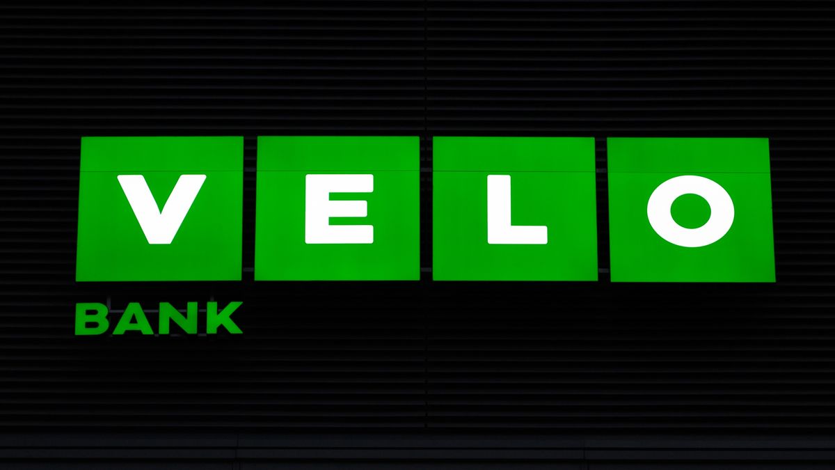 Velo Bank signage is being pictured on a building in Warsaw, Poland, on June 23, 2024. (Photo by Aleksander Kalka/NurPhoto via Getty Images)