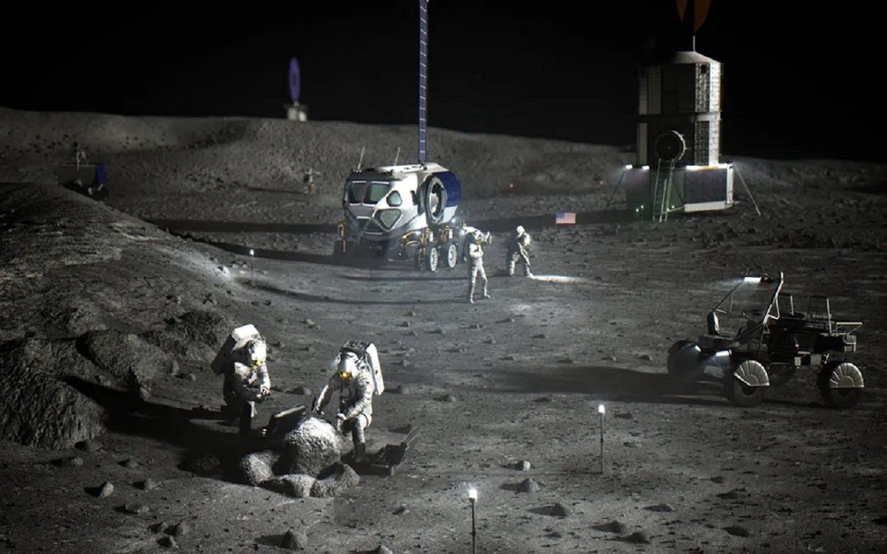 The illustration showing the possible development of lunar exploration by NASA.