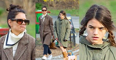 Dawno niewidziana Suri Cruise na spacerze z mamą i psem. Wyrosła? (ZDJĘCIA)