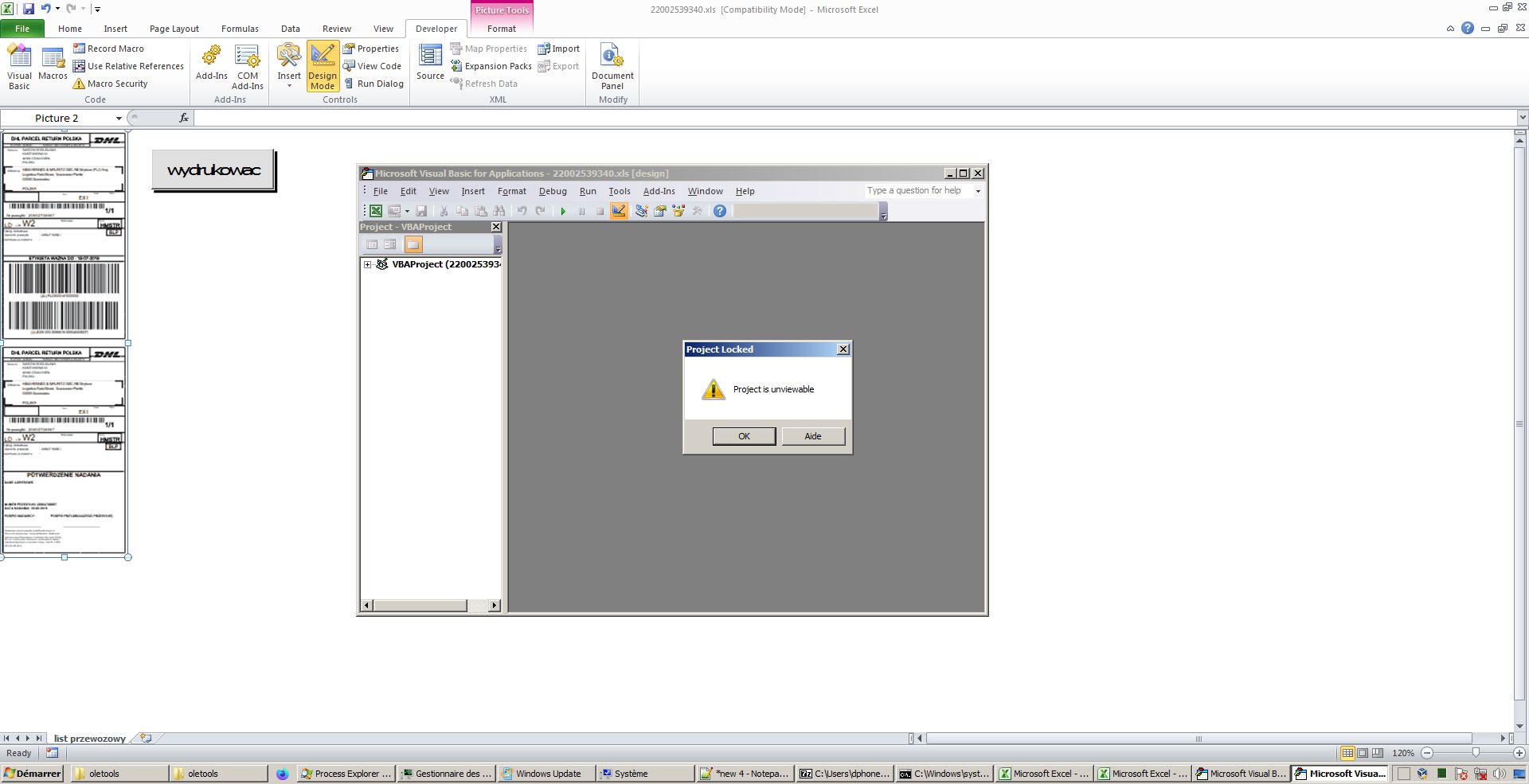 Uszkodzone,ale działające makro wewnątrz załącznika (fot. Kamil Dudek)