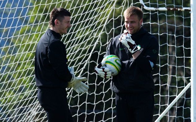 Łukasz Załuska (L) i Artur Boruc (P) jako gracze Celtiku / fot. GettyImages