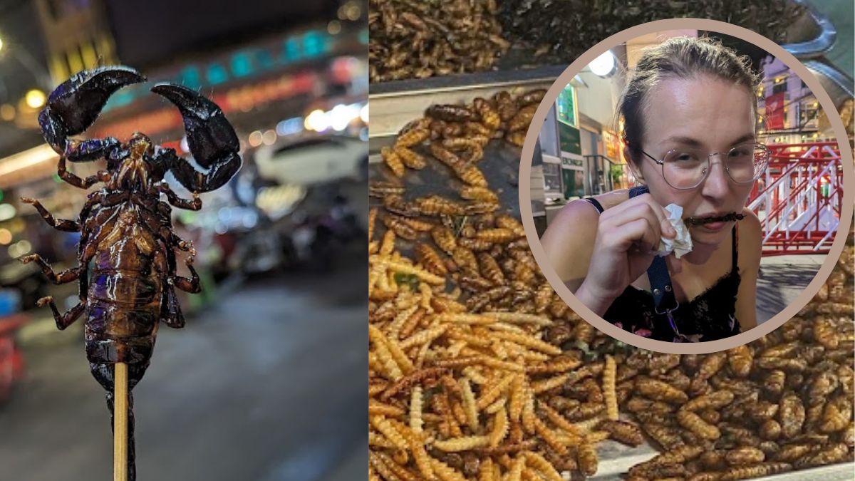 Smażone larwy jedwabników i chrupiący skorpion. Takie specjały można dostać na ulicznym straganie w Tajlandii