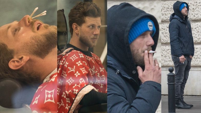 Antek Królikowski robi się na bóstwo u barbera i raczy dymem z papierosa