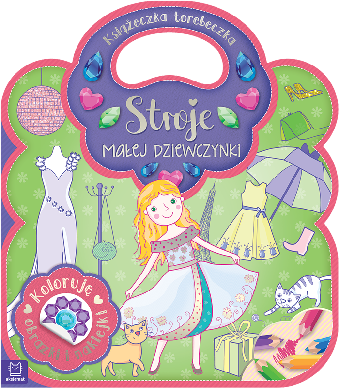 Książeczka-torebeczka. Stroje małej dziewczynki. Kolorowanka z
