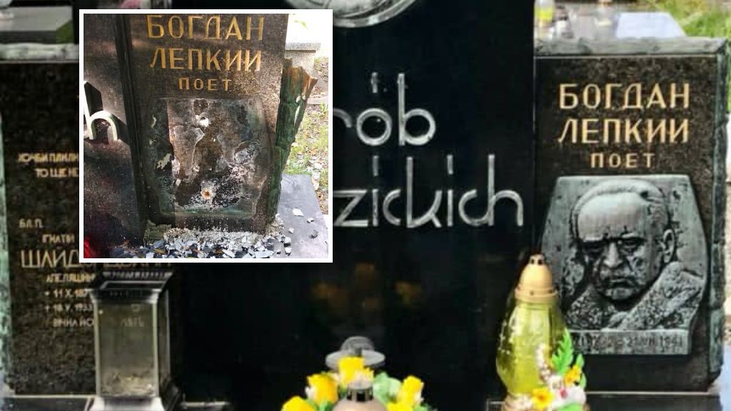 Zniszczony nagrobek ukraińskiego pisarza