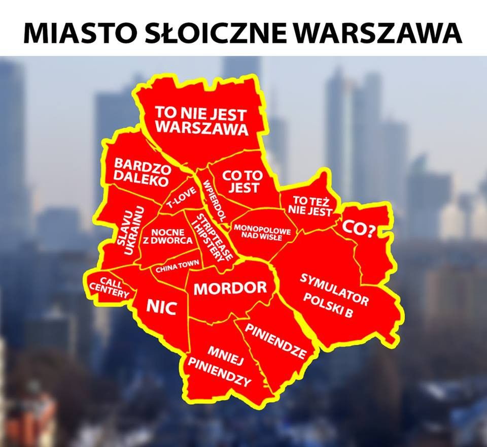 "Miasto Słoiczne Warszawa". Alternatywna wersja nazw dzielnic stolicy [MAPA]