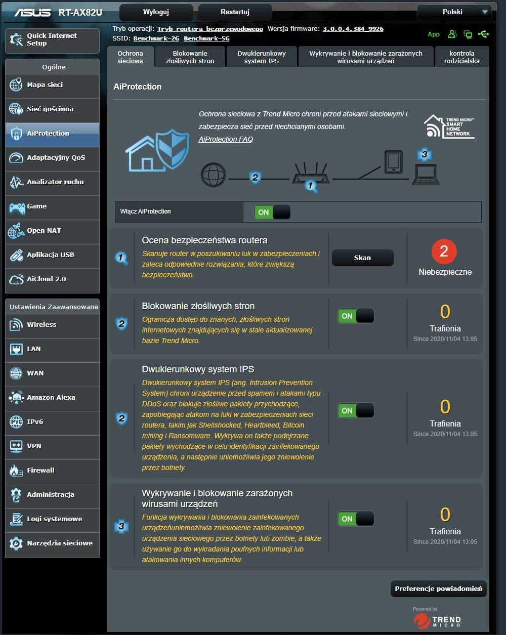 ASUS RT-AX82U - Ustawienia AiProtection