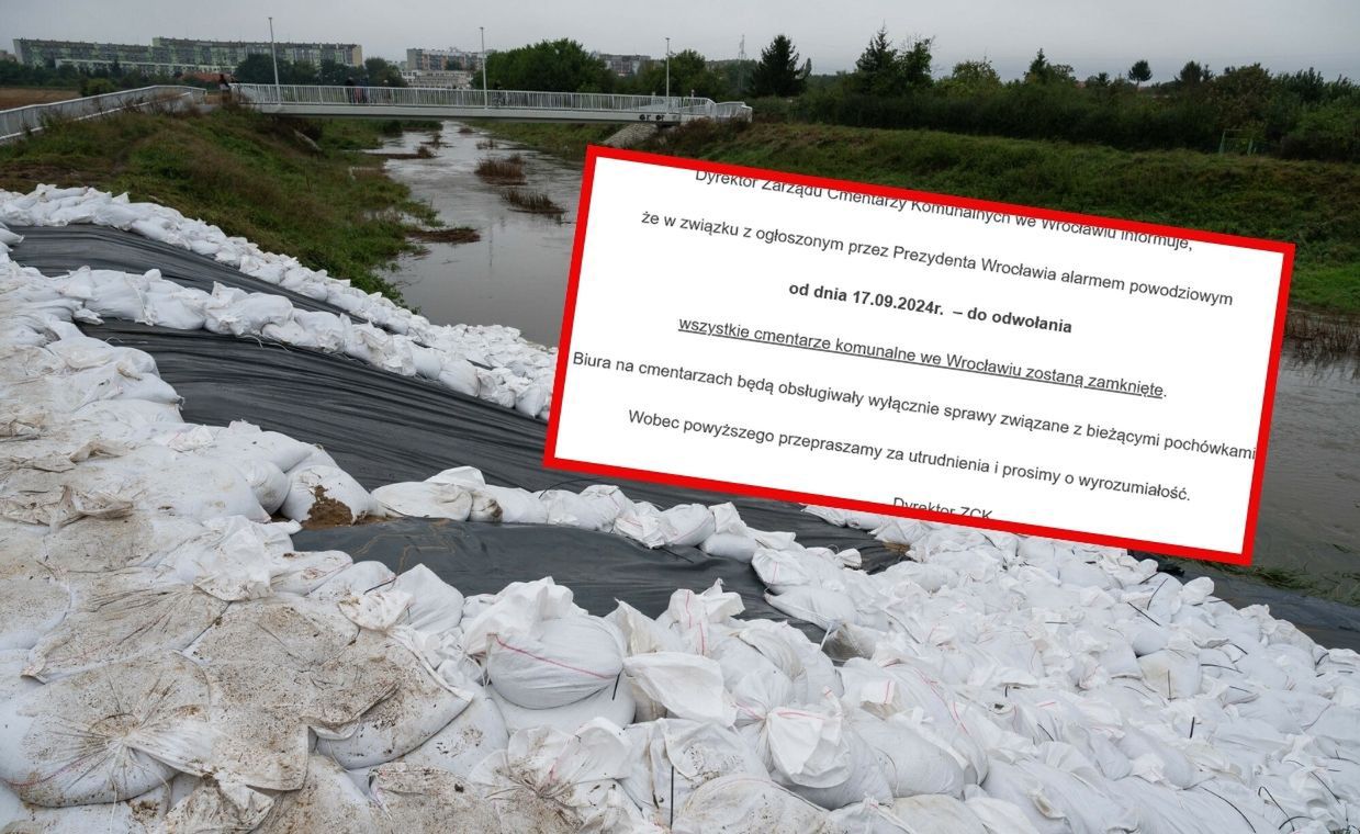 Alarm przeciwpowodziowy we Wrocławiu. Do odwołania zamknięte cmentarze