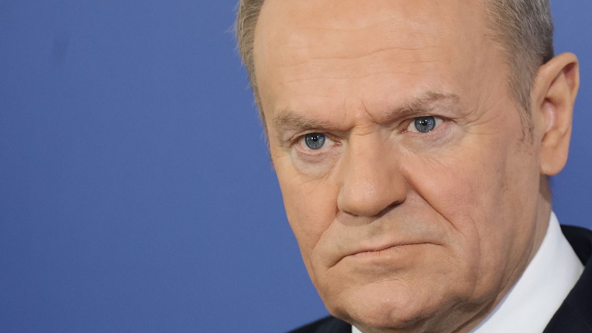 Polish PM Donald Tusk during the press conference after his meeting with Google CEO Sundar Pichai at Google for Startups Campus In Warsaw in Warsaw, Poland on February 13, 2025. (Photo by Jakub Porzycki/NurPhoto via Getty Images)