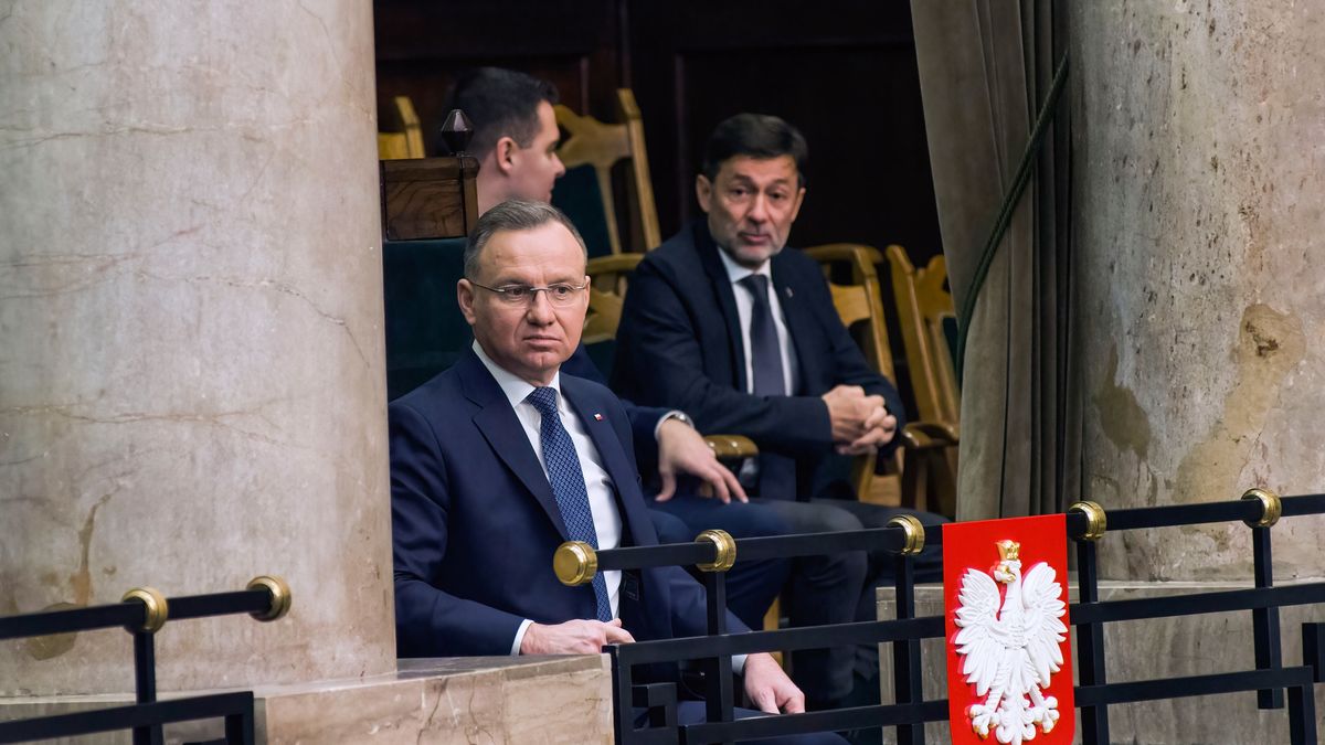 WARSAW, MASOVIAN VOIVODESHIP, POLAND - 2023/12/11: President of Poland, Andrzej Duda attends the session of the Lower House of Parliament. Poland's parliament voted for Donald Tusk as the new prime minister, with 248 MPs supporting him and 201 against. Tusk, known in Europe, was prime minister from 2007 to 2014 and led the European Council and the center-right European People's Party. After Poland's recent election where opposition parties won the most seats, Mateusz Morawiecki's conservative government lost a vote of confidence. This allows Donald Tusk's coalition to take over this week, ending eight years of the Law and Justice (PiS) party's rule. (Photo by Attila Husejnow/SOPA Images/LightRocket via Getty Images)