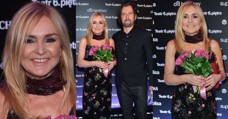 Wystylizowana Olejnik na ściance w teatrze