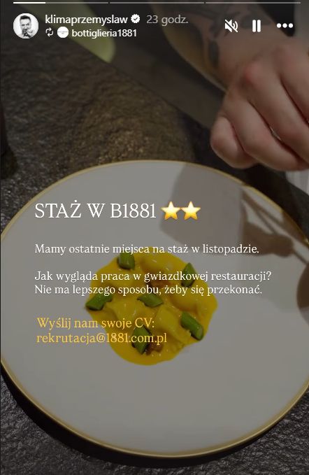 Oferta pracy w restauracji Przemysława Klimy