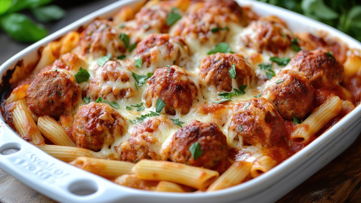 Zapiekanka makaronowa z klopsikami to świetna opcja na obiad