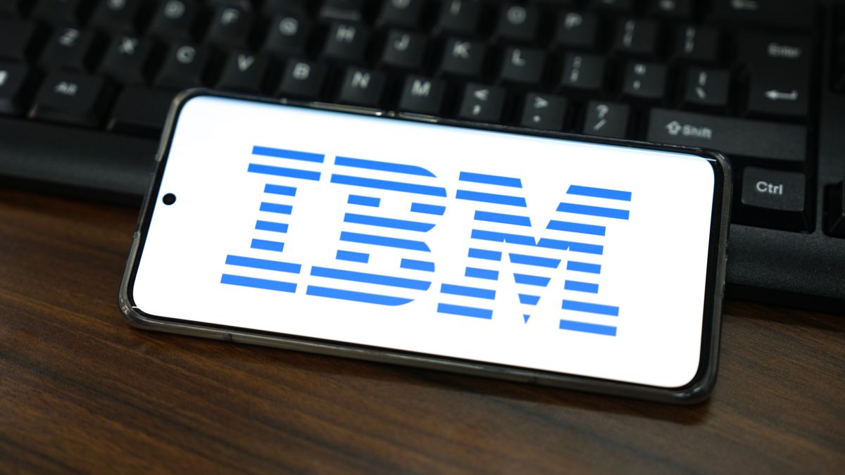 CHINA - 2023/02/22: In this photo illustration, an International Business Machines (IBM) logo is displayed on the screen of a smartphone. (Photo Illustration by Sheldon Cooper/SOPA Images/LightRocket via Getty Images)