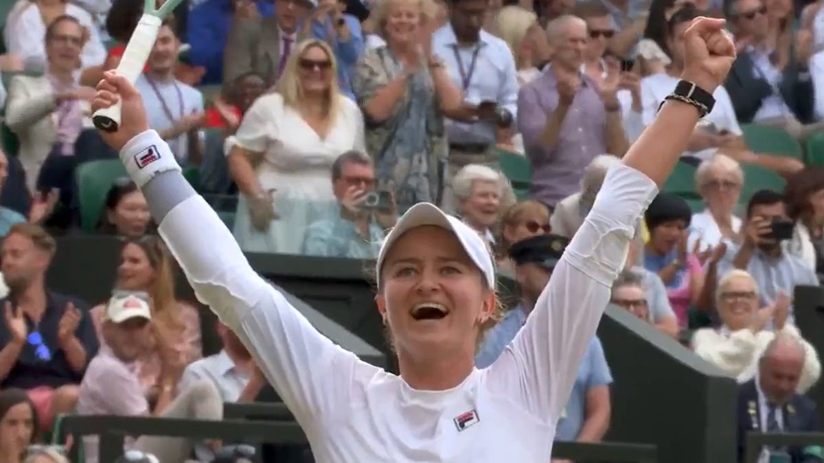 Twitter / Wimbledon / Barbora Krejcikova po zwycięstwie w półfinale Wimbledonu w 2024 roku