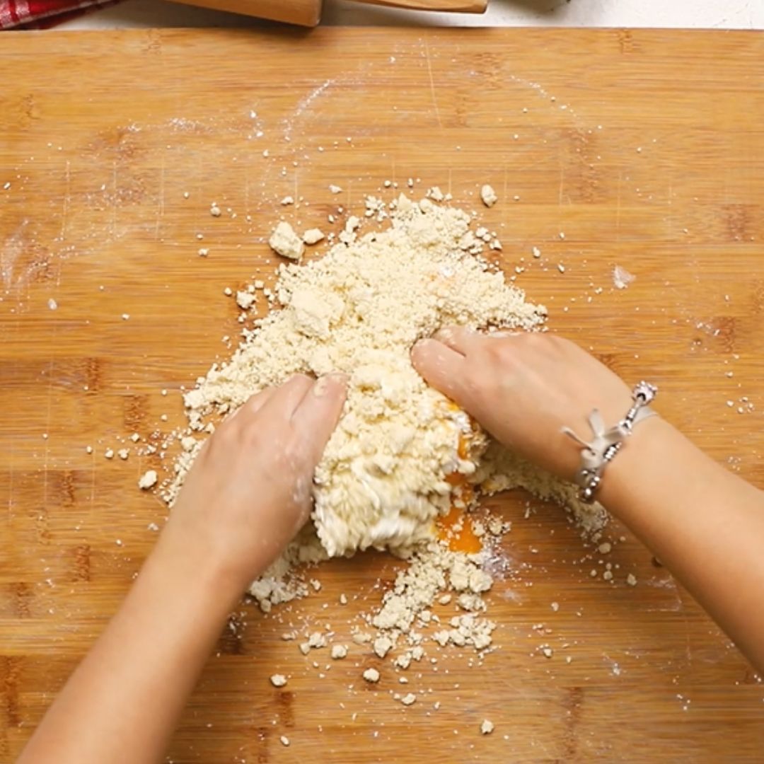 In the end, I knead the dough with my hands.