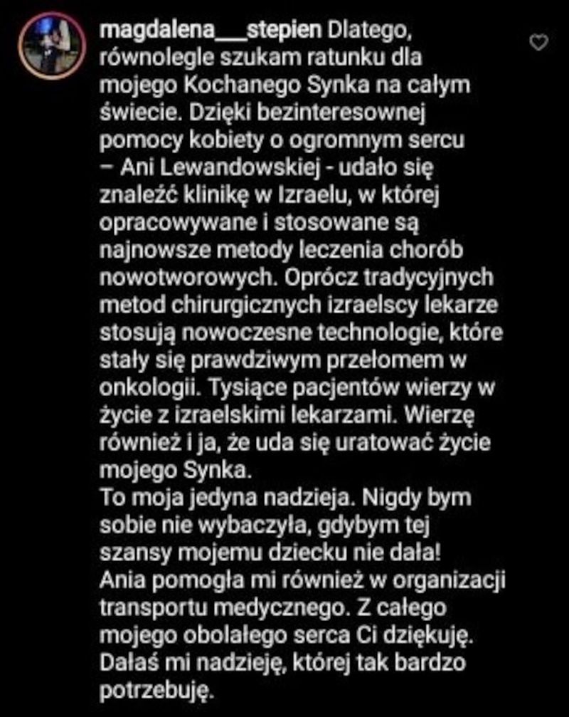 Magdalena Stępień założyła zrzutkę na leczenie synka. Anna Lewandowska pomogła jej znaleźć klinikę 