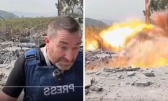 Szokujące nagranie. Eksplozja rakiety obok dziennikarza