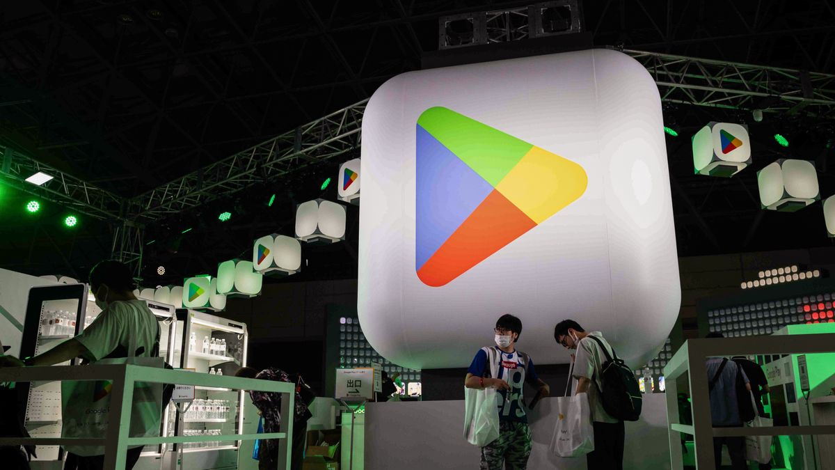 CHIBA, JAPAN - 2023/09/23: Alphabet's Google play store exhibition booth at the Tokyo Game Show 2023 in Makuhari Messe, Chiba. Video game makers and publishers, social media representatives were present in high numbers at the Tokyo Game show. (Photo by Stanislav Kogiku/SOPA Images/LightRocket via Getty Images)