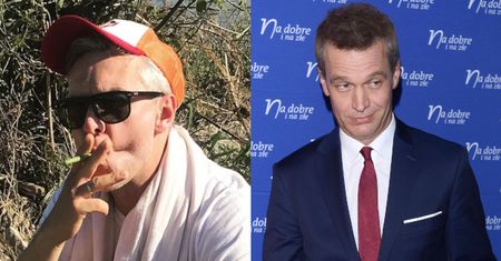 Michał Żebrowski zaciąga się fasolką szparagową nieopodal jeziorka. Zabawny? (FOTO)