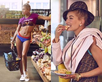 Rozebrana Hailey Baldwin w spożywczej sesji dla "Harper's Bazaar"