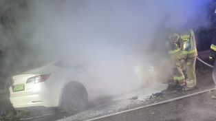 Suchy Dąb: Pożar samochodu elektrycznego we Wróblewie