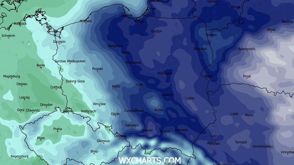 Prognozowana temperatura w niedzielę, 18 stycznia 2026