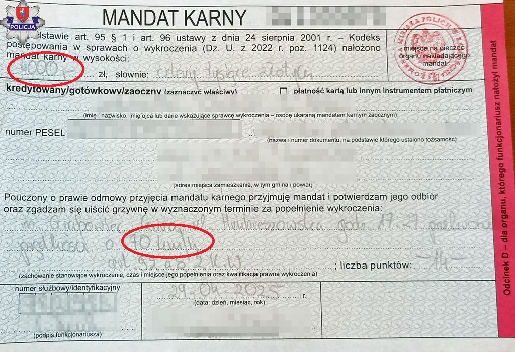 fot. Policja Zamość. Brawurowa jazda motocyklisty