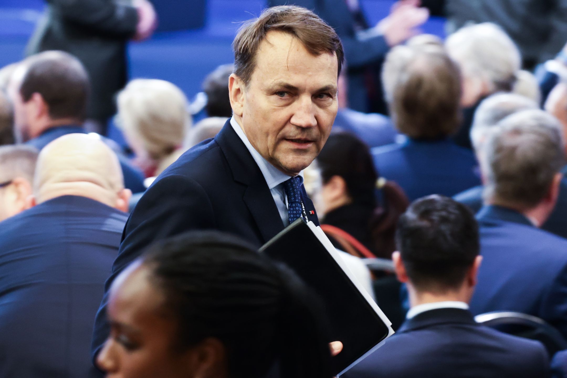 Minister of Forgein Affairs of Poland Radoslaw Sikorski during the final day of the NATO Summit in Washington DC, United States on July 11, 2024. (Photo by Jakub Porzycki/NurPhoto via Getty Images)