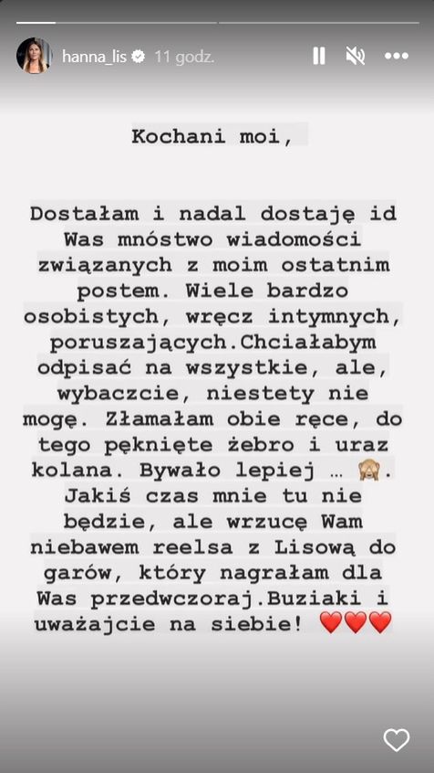 Hanna Lis zapowiada nieobecność w mediach