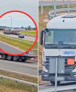 Cofał ciężarówką na S5. Na naczepie miał butle z gazem