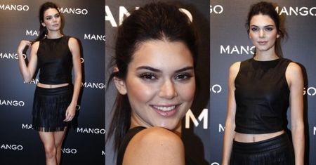 Kendall Jenner pokazuje brzuch na ściance
