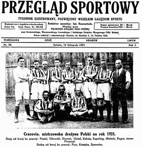 Okładka "Przeglądu Sportowego" z mistrzowską drużyną Cracovii