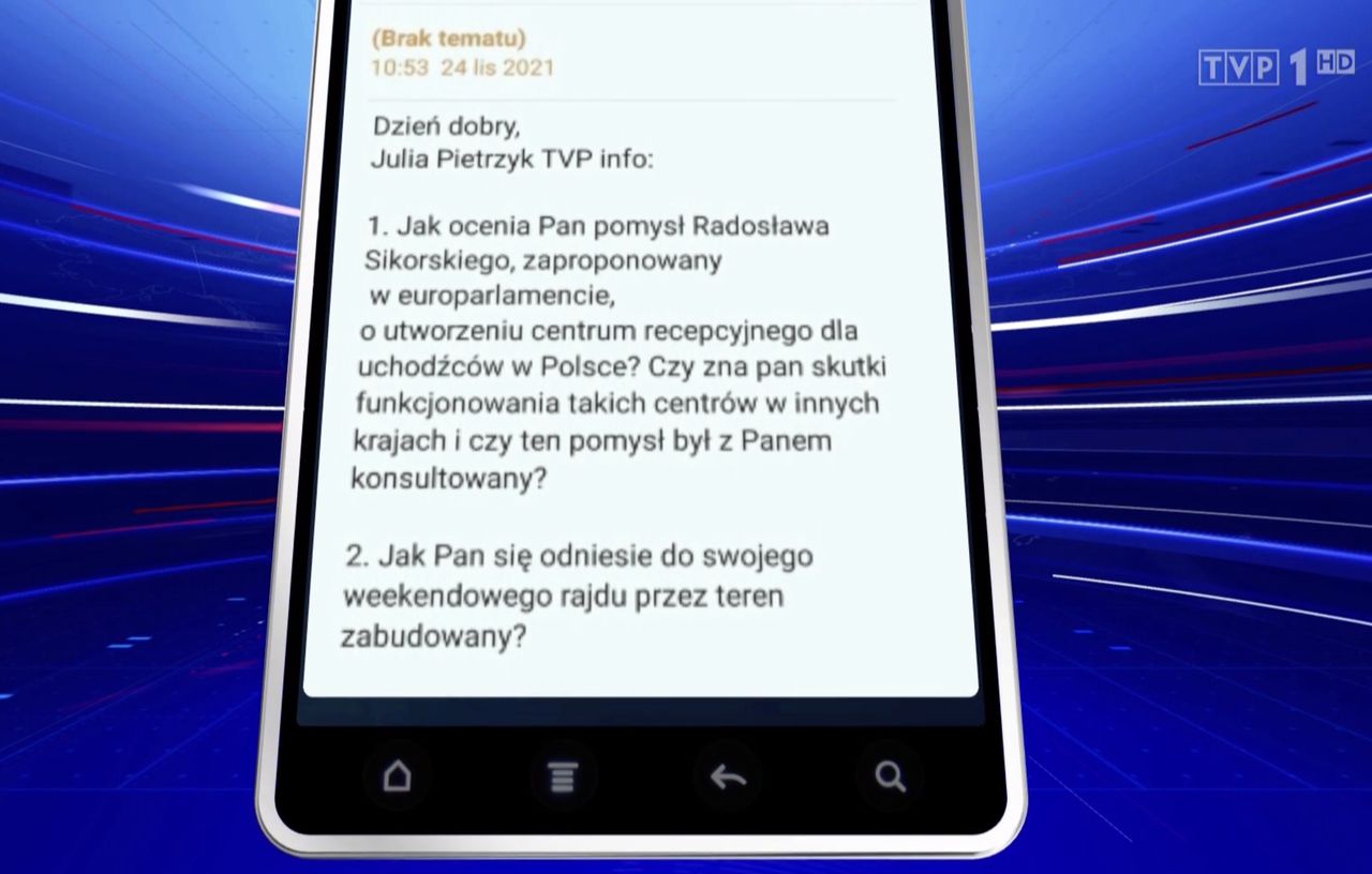 Dziennikarka TVP wysyła pytania do rzecznika PO. A "Wiadomości" pokazują treść przesyłki wraz z numerem telefonu adresata ((tu ukryty) (TVP)