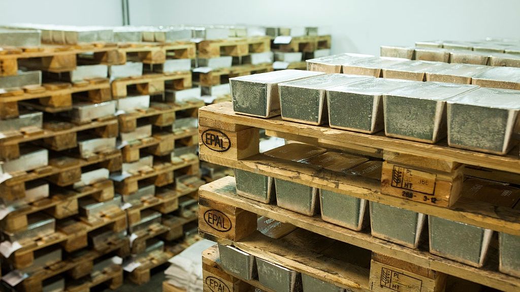 Copper, Gold And Silver Bullion Manufacture At KGHM Polska Miedz SA Smelting Plant
Pallets loaded with newly cast silver bullion bars sit in a saferoom ahead of export at the KHGM Polska Miedz SA smelting plant in Glogow, Poland, on Monday, March 23, 2015. KGHM is the world's third-largest silver producer behind Fresnillo Plc and BHP Billiton Ltd. Photographer: Bartek Sadowski/Bloomberg via Getty Images
Bloomberg
EMEA; EUROPE;, EMEA; EASTERN EUROPE, POLAND; POLISH; EUROPE, INDUSTRY: INDUSTRIAL; FACTORY;, GOLD; PRECIOUS METALS, SMELT; SMELTER; METALS, FINANCE; FINANCIAL; ECONOMY, WORLD ECONOMY; GLOBAL ECONOMY, LABOR; LABORER; WORKER