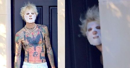 Poimprezowy Machine Gun Kelly straszy upiększającą maseczką (ZDJĘCIA)