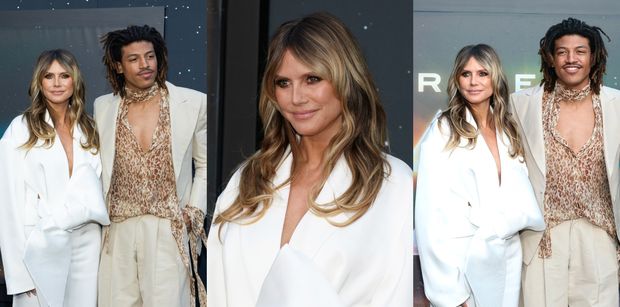 Heidi Klum zabrała przystojnego syna na premierę. Henry Samuel odsłonił tors w drapieżnej panterce (ZDJĘCIA)
