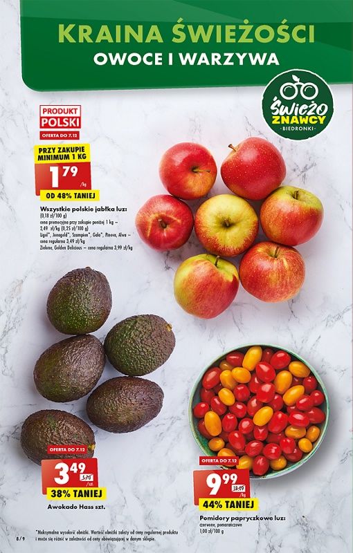 Oferta Biedronka od 5.12: jabłka, awokado hass, pomidory papryczkowe