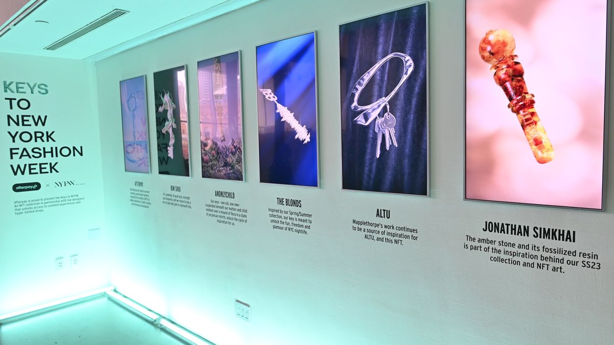 NEW YORK, NEW YORK - SEPTEMBER 11: A view of Keys to New York Fashion Week, an NFT collection presented by afterpay during NYFW: The Shows 2022 at Spring Studios on September 11, 2022 in New York City. (Photo by Bryan Bedder/Getty Images for IMG Fashion)