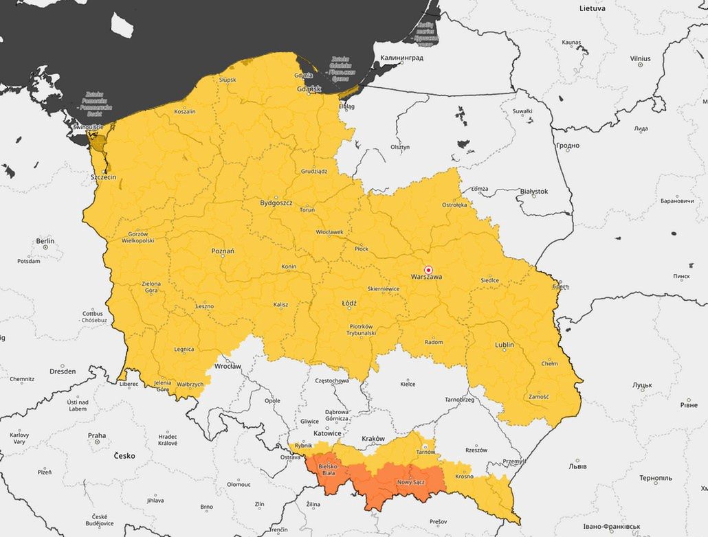 Prognoza zagrożeń IMGW zakłada wydanie ostrzeżeń przed oblodzeniem na znacznym obszarze kraju